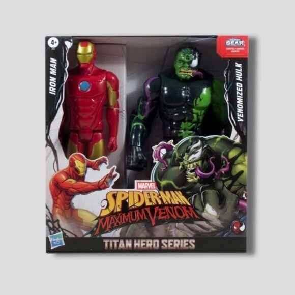 NIB Hasbro Marvel Titan Hero 12" Spider-Man Max Venom Iron Man Vs Venomized Hulk - Picture 1 of 9